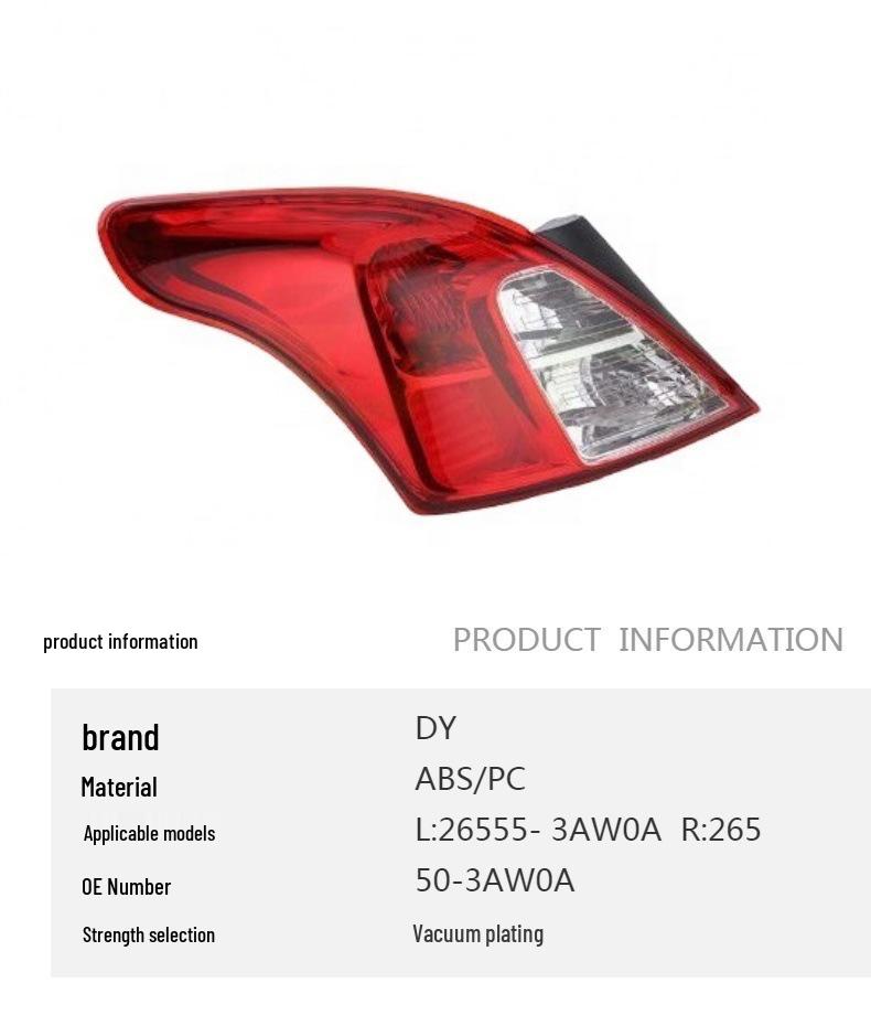Compatible with 2011 Nissan Sunny: Left Rear Taillight (Red) L:26555-3AW0A / Right Rear Taillight (White) R:26550-3AW0.