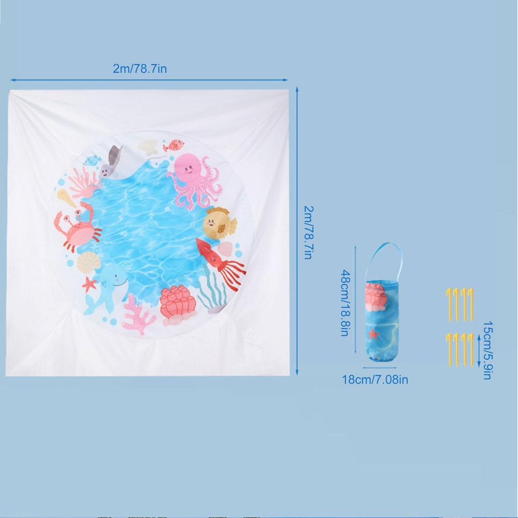 Beach Puddle Pool Toddler Beach Blanket Paddling Pool with Carrying storage Bag Summer Outdoor Water Play Toy for Beach Picnic