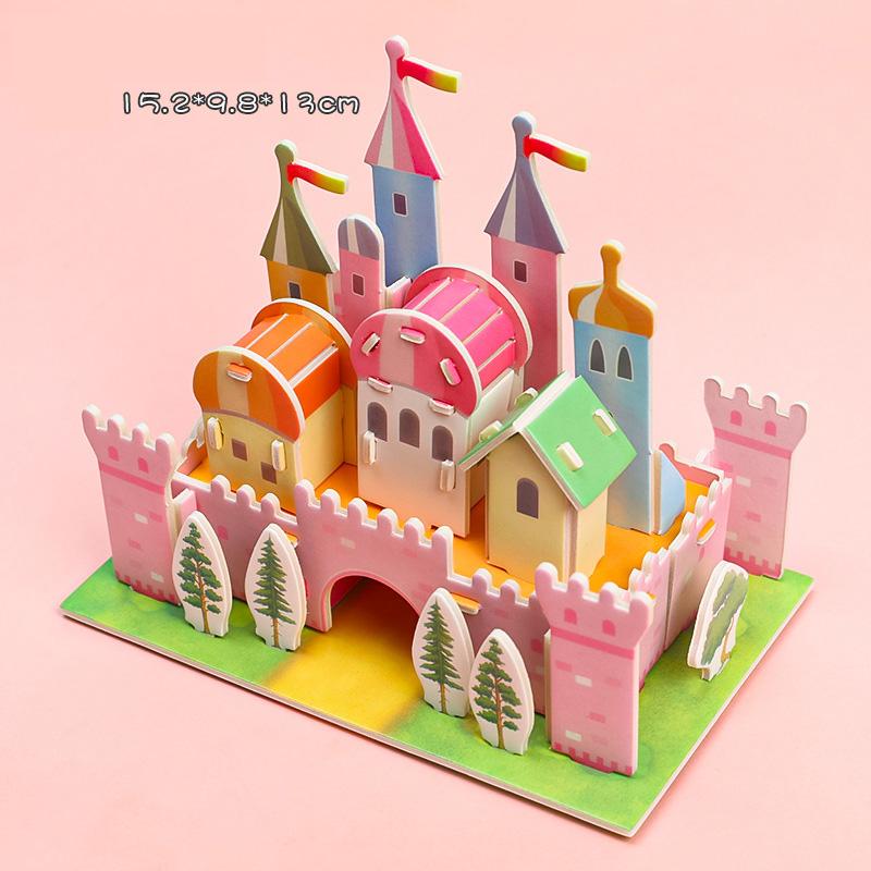 3D Stereo Puzzle Handmade DIY Cartoon House Villa Castle Building Model Montessori Early Learning Educational Toys for Children