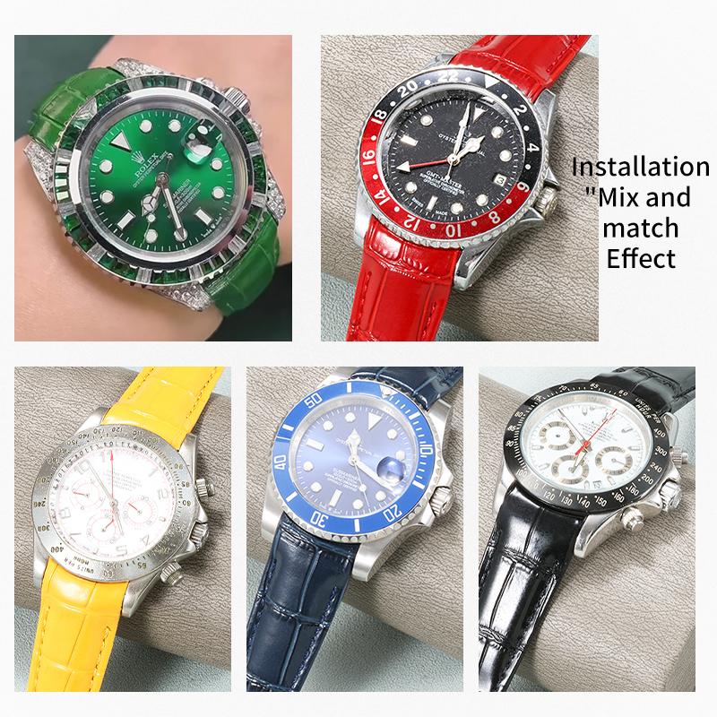 20mm Arc joint watch Strap For Rolex Genuine Leather watchband Submariner Daytona GMT men Original Style cowhide watch bracelet