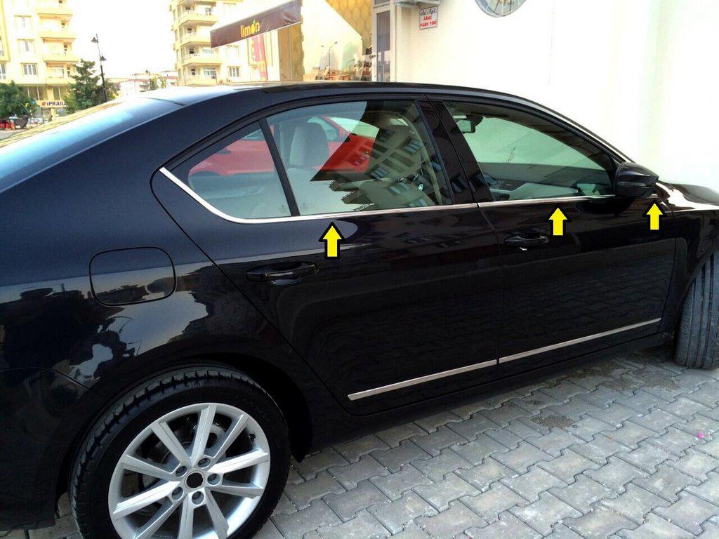 Окантовка стекол (6 шт, нерж) для Skoda Octavia III A7 2013-2019 гг