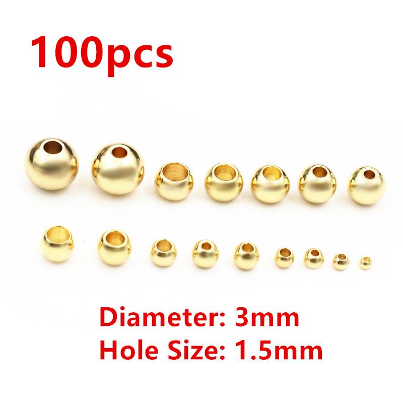 30-100pcs 2-8mm Stainless Steel Gold Color Spacer Beads Charm Loose Bead DIY Bracelets Necklace Beads for Jewelry Making Charms