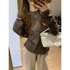 Simple round neck basic knitted bottoming shirt women's autumn and winter casual loose inner top curled sweater