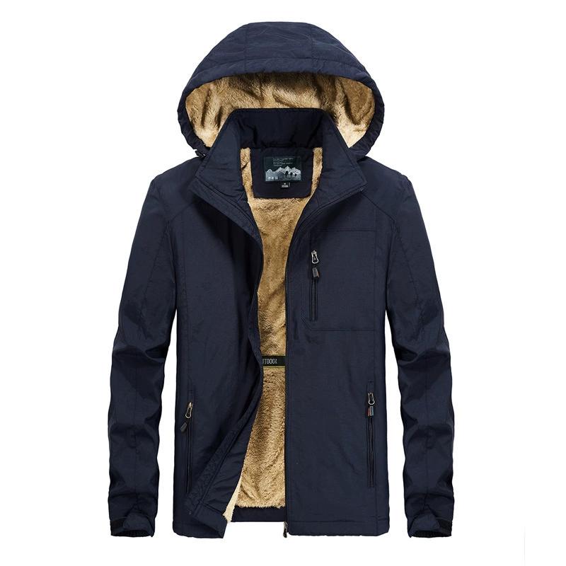 Men's Thick Cotton Coat with Added Fleece, Men's Autumn and Winter Mid To Long Length, Detachable Jacket, Loose and Warm Cotton Clothing