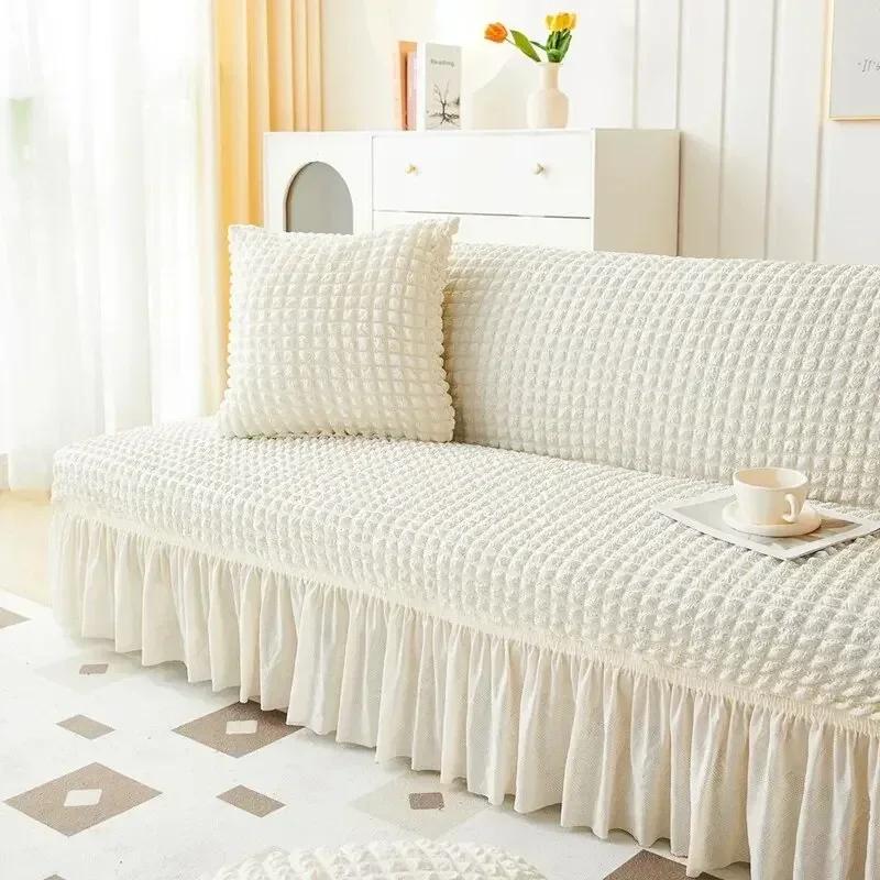 1PC S/M/L Seater Seersucker Sofa Slipcover High Stretch Couch Cover Thick Corner Sofa Protector Elastic Corner Couch Covers