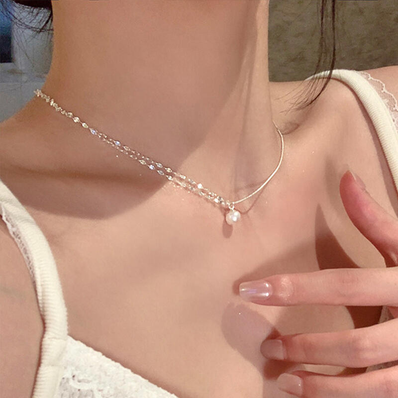 Korea Style Niche Imitation Pearl Pendant Necklaces for Women Light Luxury Personality Patchwork Chains Necklaces Jewelry Gifts