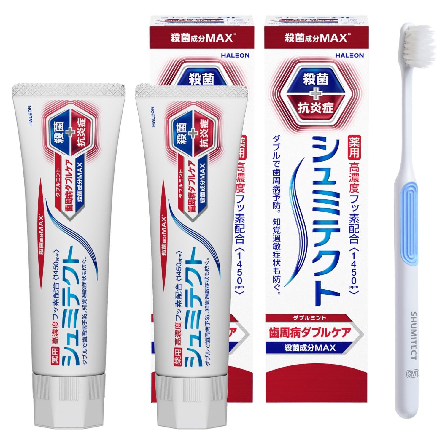 

[Quasi-drug] Shumitect Periodontal Disease Double Care EX Double Mint Toothpaste for Sensitive Teeth, High Concentration Fluoride (1450ppm) 2 Bottles