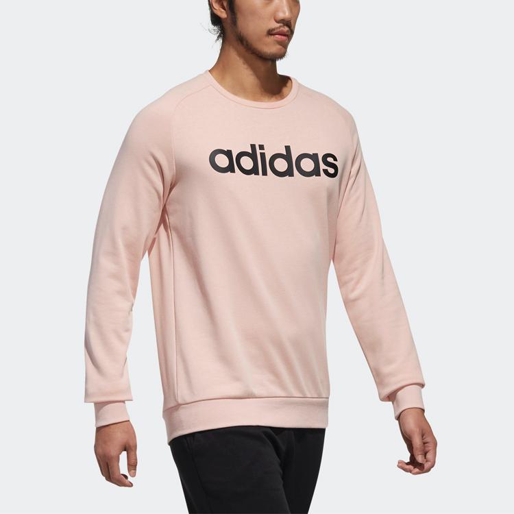 Adidas Neo Logo Print Crew Neck Pullover Sweatshirt Men Tops Pink DT8306