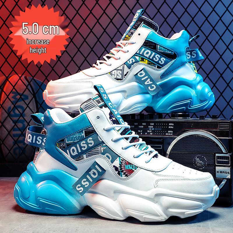 Putian Men's 2024 High-Top Basketball and Casual Running Sneakers with Thick Soles.