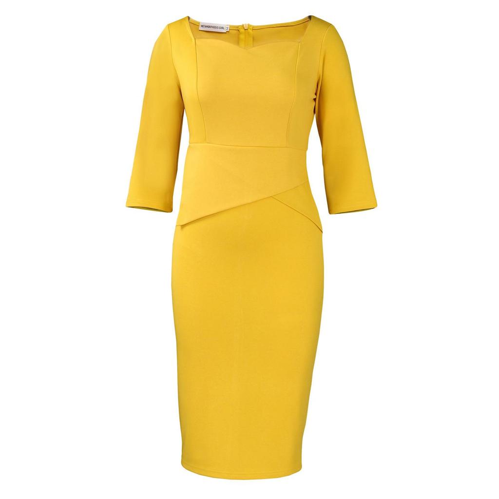 Women's Solid Color Hip-Hugging OL Pencil Skirt Dress - European & American Style, 2025 Fashion