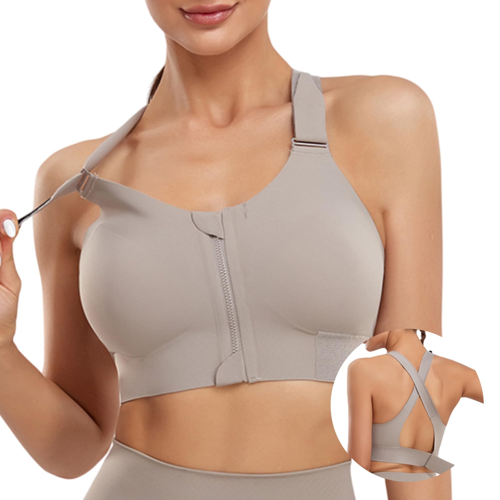 

Спортивный бюстгальтер, который двигается Спортивный бюстгальтер на молнии спереди для высоких высоких видов спорта бега бюстгальтер с надежной поддержкой [veimia] не [Большой размер, стабильный] женщины,