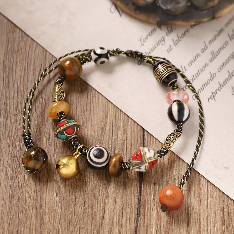 Retro hand-woven bracelet Tibetan dzi bead bracelet niche design men's and women's hand rope accessories