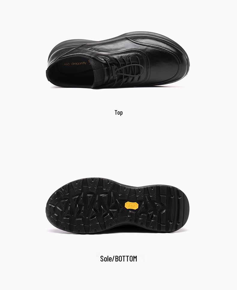 Red Dragonfly Men's Waterproof Leather Sports Shoes, Spring 2026: Thick Sole, Height-Boosting, Commuting & Travel Footwear.