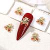 2Pcs Christmas Nail Design Set Christmas Bell Elk Sled Zircon Tree Nail Zircon Art
