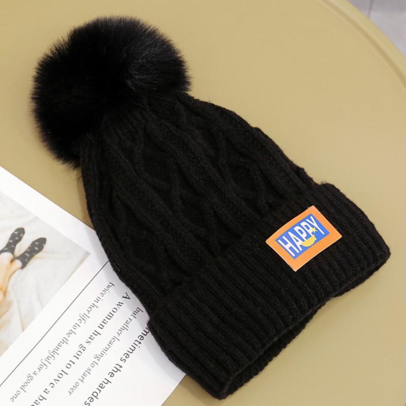 Winter hat women's new velvet thickened ear protector hairball hat versatile warm and cold-proof hat sleeve knitted hat tide