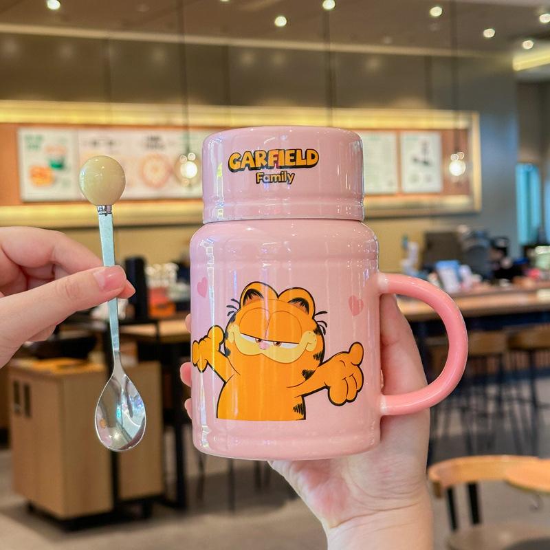 

Cute cup boy and girl couple coffee cup high value ceramic mug with lid birthday gift 401-500ml