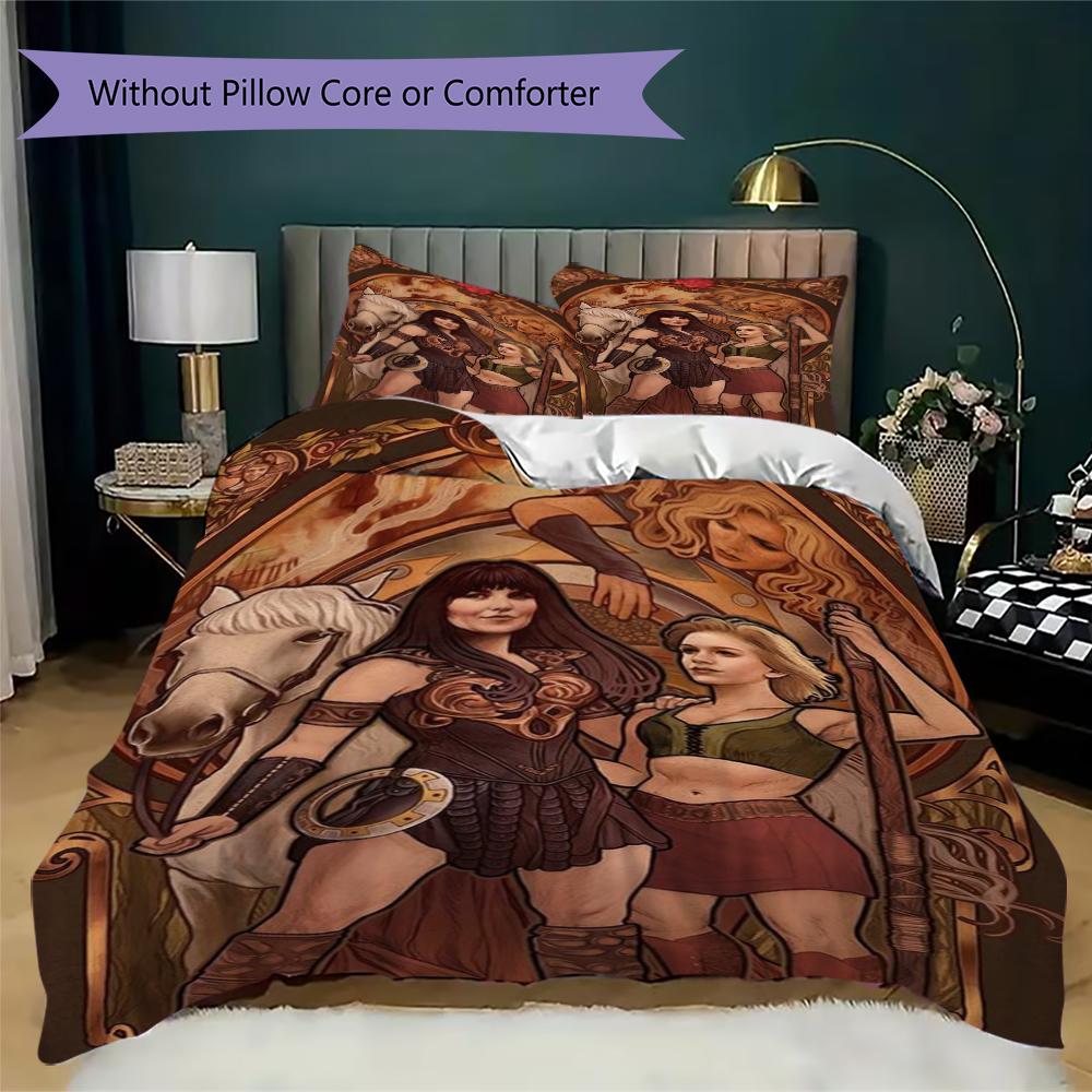 Xena Warrior Pattern Bedding uilt Set uilt Cover Pillowcase Home Decoration Birthday Gift (1 * duvet cover + 2 * pillowcase without core)252