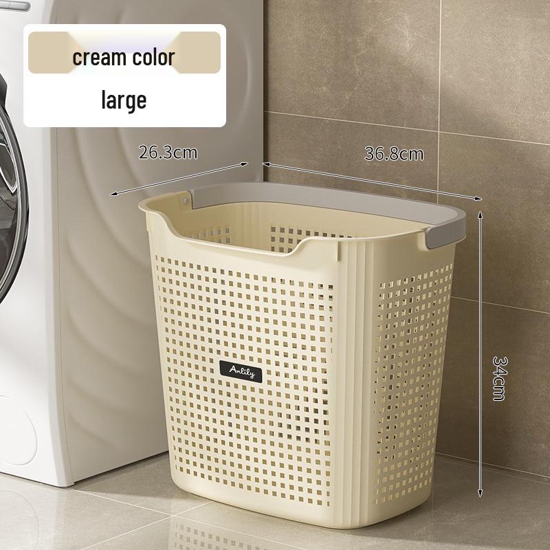 Large Portable Laundry Basket - Breathable, Plastic Storage Bin for Dirty Clothes In Bathroom or Dormitory