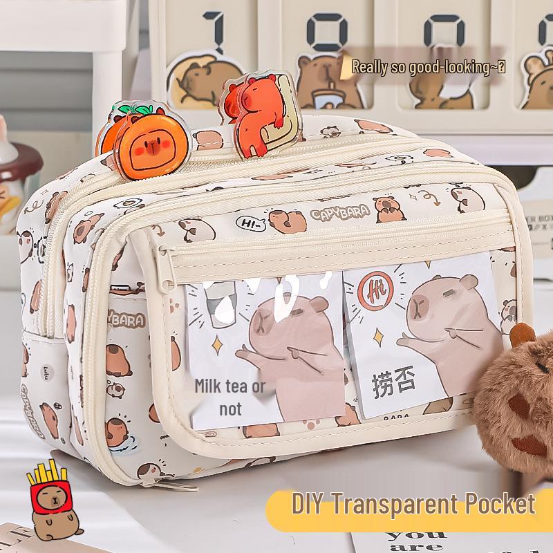Capybara Large-Capacity Pencil Case for Girls, Primary & Junior High Students