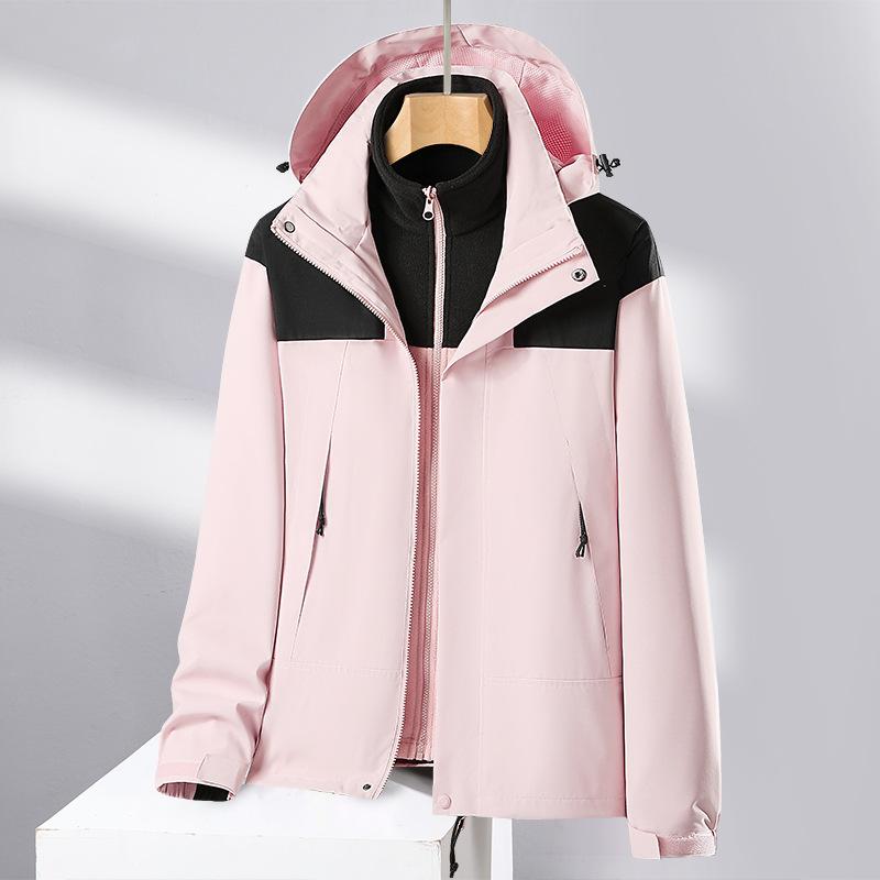 Winter Three-in-one Jacket for Women Two-piece Collection Thickened and Velvet Removable Liner Mountaineering Jacket Wind Resistant Jacket