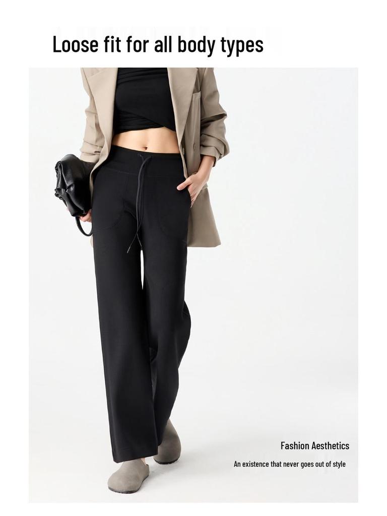 2026 Spring Women's High-Waisted Modal Slimming Drawstring Straight Leg Pants