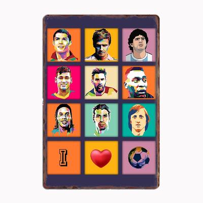 Ich liebe Fußball Die größten Fußballspieler aller Zeiten Metallschild Poster Garage Benutzerdefinierte Heimdekoration Zimmerdekoration Wanddekoration