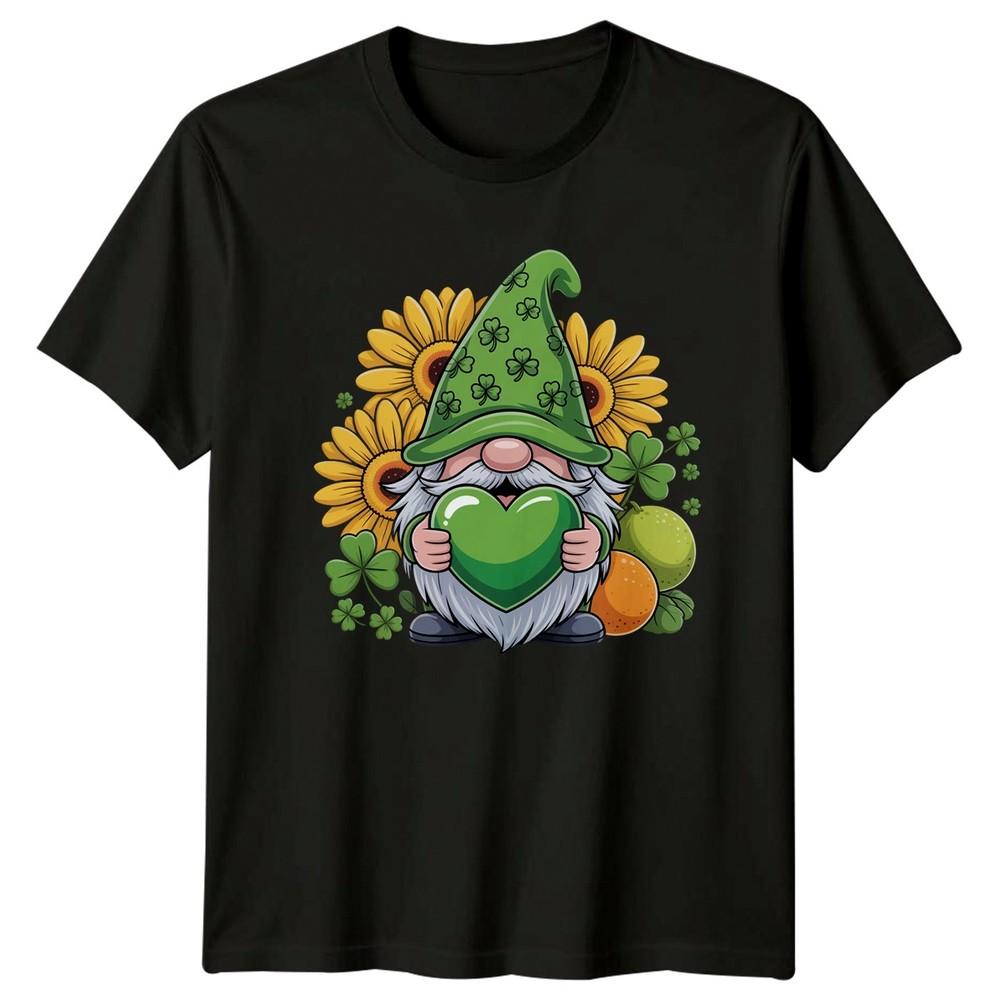 Lucky Green Gnome Holding Heart TShirt St Patricks Day Gnome Holiday