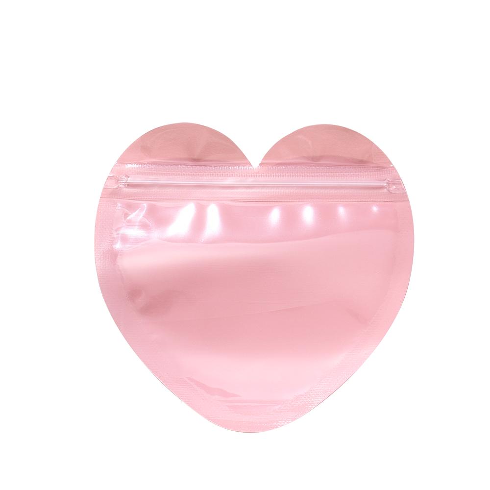 

10Pcs Iridescent Zip Lock Bag Transparent Heart Plastic Seal Bags for Jewelry Display Necklace Earrings Bracelet Packaging 10 x 10 cm розовый