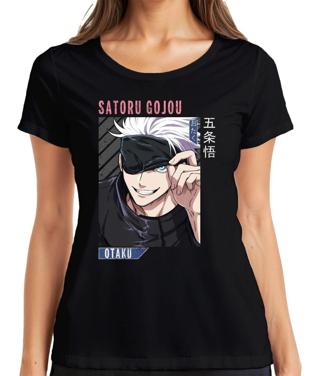 Satoru Gojou Jujutsu Kaisen Anime Otaku Augenbinde weiße Haare Damen T-Shirt M