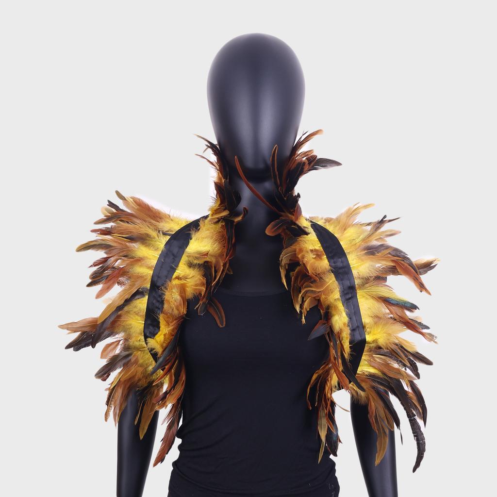 Halloween Feather Shawl Wristlet Set Feather Shawl Punk Feather Party Holiday Dress Up Cosplay Costumes Poncho for Women and Men