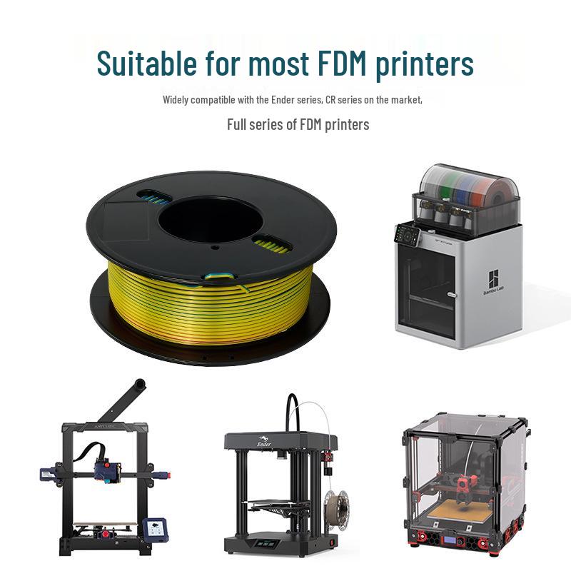Silk Multi-color PLA 3D Printing Filament, 200g/250g, for All FDM Printers.