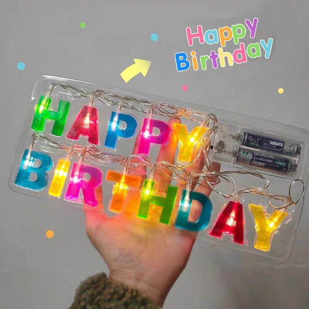 

Colorful Happy Birthday Light String Romantic Birthday Party Decorative Lights Trunk Light String