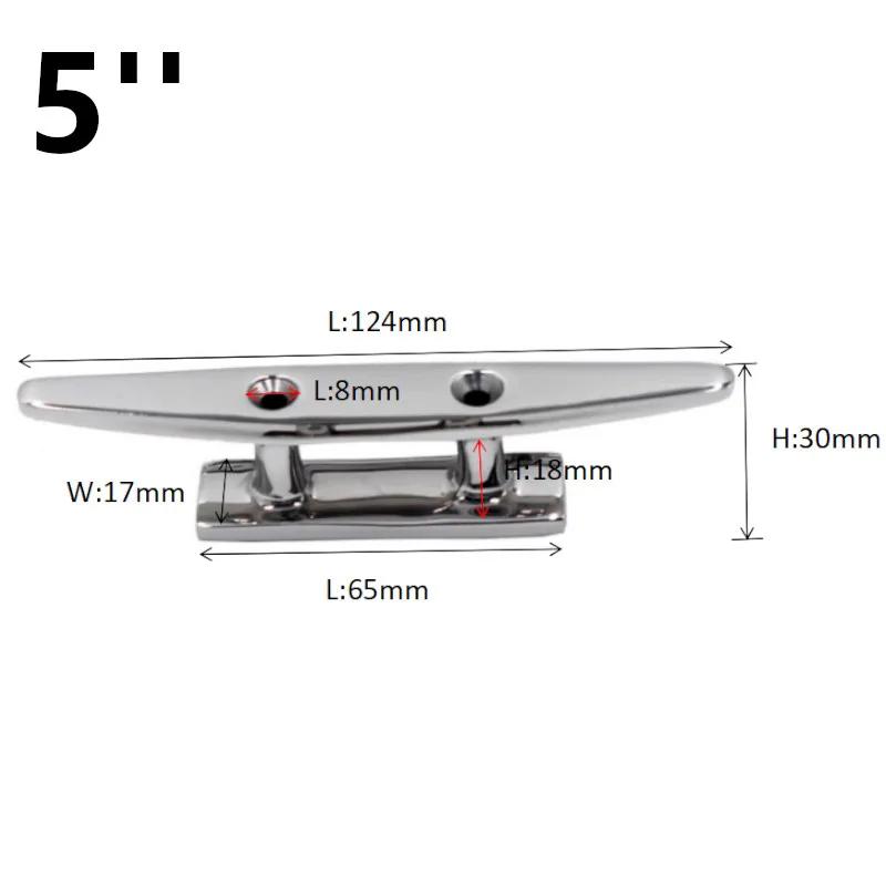 4" 5" 6" 8" Low Flat Cleat  316 Stainless Steel 2 Hole Hardware boat cleats For Marine Boat Deck Rope Tie yacht accessories