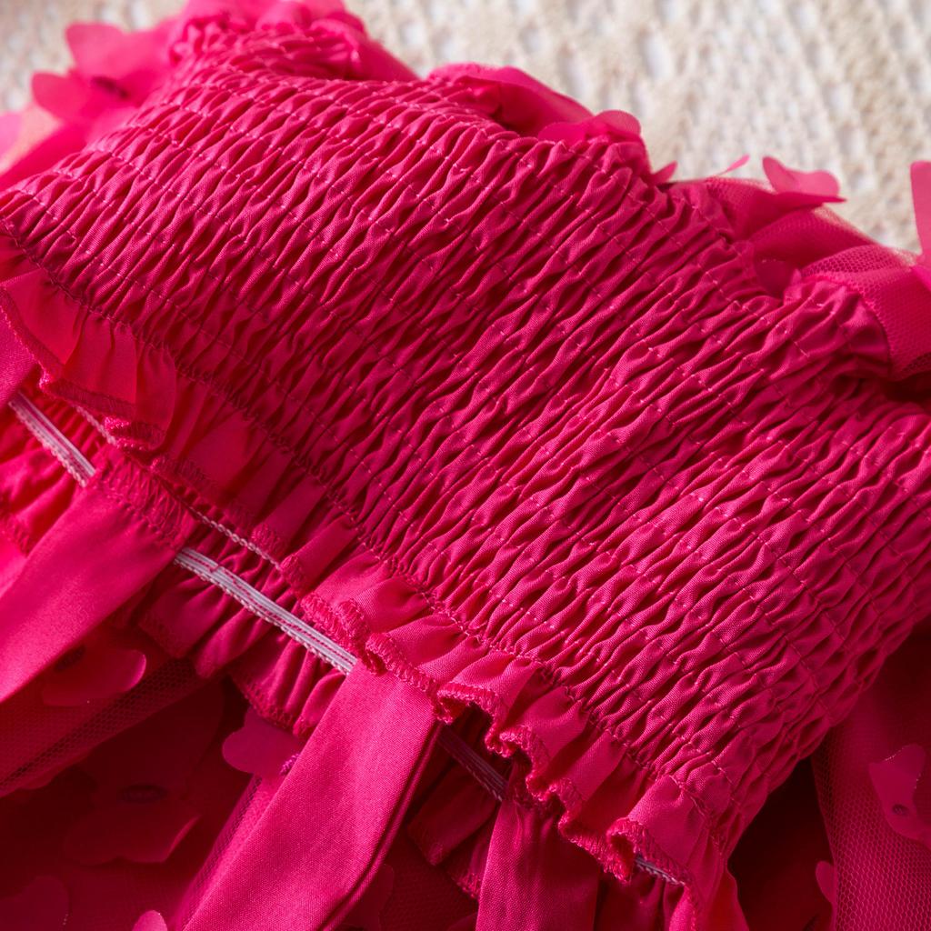 2024 Letní Dětské Oblečení Dívčí šaty pro 2 3 4 5 6 let 3D Butterfly Mesh Puffy Princess Sling Šaty bez rukávů