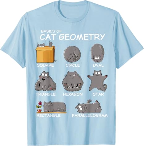 Basic Cat Geometry Back To School Graphic Design TShirt Funny Kitty Awesome Saying Tee Humor Kitten Lovers Novelty Gift Y2k Top