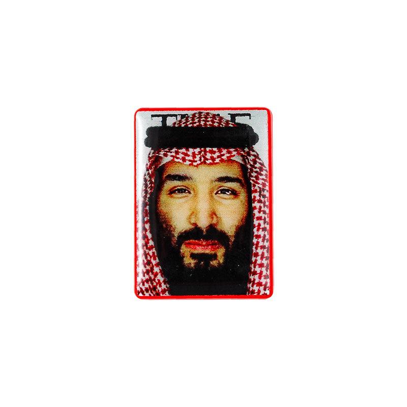 Serie di distintivi metallici logo paese mediorientale ritratto celebrità saudita spilla a cartone animato decorazione abbigliamento