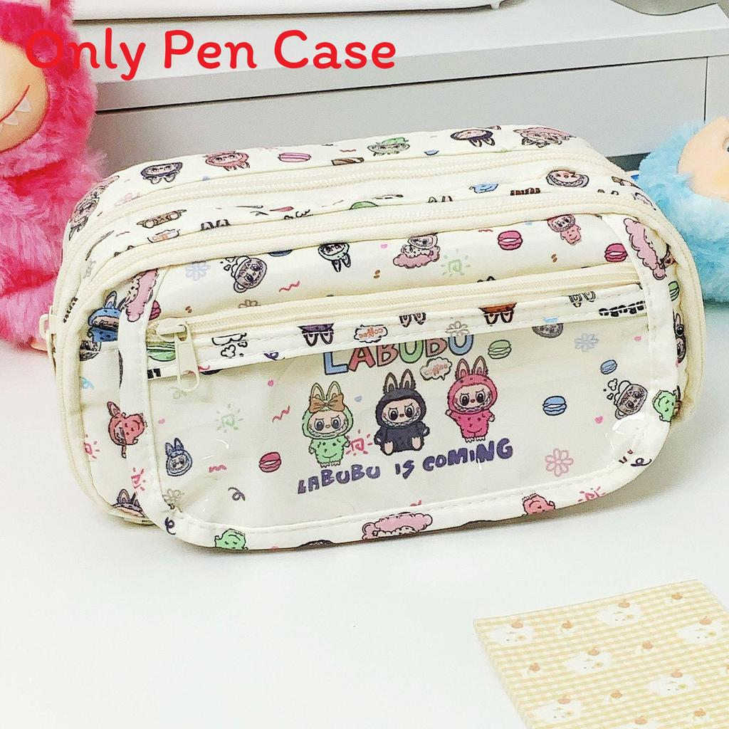 Small Red Book Cartoon Pencil Case With Multilayer Storage And Zipper For Students
