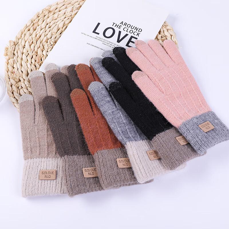 LCsanyp Alpaca Wool Winter Touchscreen Gloves One Size