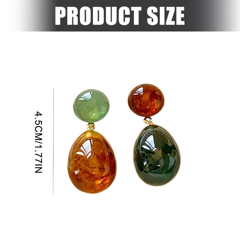 Asymmetric Drop Dangle Earrings Geometric Color Block Designs Resin for Women Vintage Fashion Gift Comfortable Wear