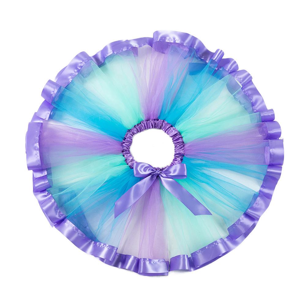 2026 Kids' European & American Rainbow Mesh Dance Tutu Skirt - Lined Half Skirt for Girls