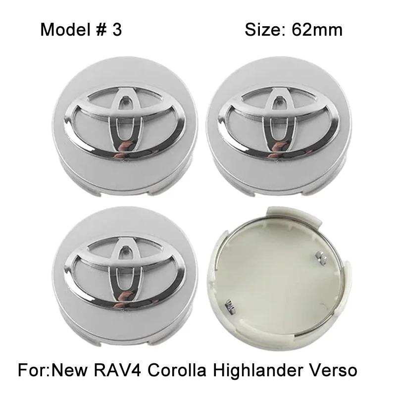 4Pcs 57/62mm Car Wheel Center Hub Cap Rim Cover For Toyota Corolla RAV4 LEVIN Yaris C-HR Camry Prius Prado Car Auto Accessories