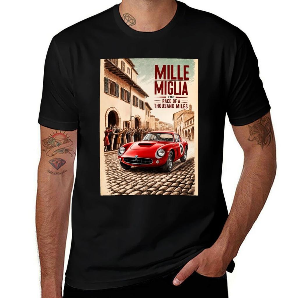 Mille Miglia Poster A Vintage Racing Legend Tshirt Simple Casual Short Sleeve Tee