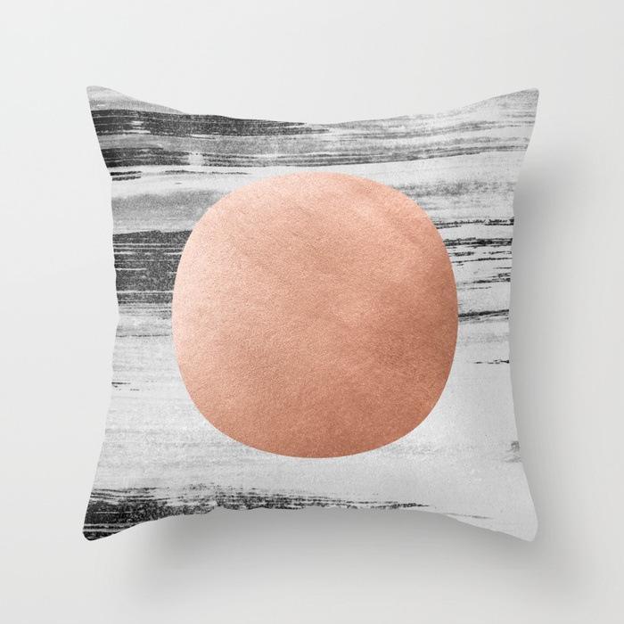 Fashionable and Simple Geometric Golden Peach Leather Velvet Pillow Case Car Sofa Cushion Pillow Backrest Lazy Man
