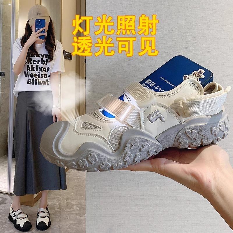 Ugly cute thick-soled bag head sandals for women in summer wear new breathable hollow sports dad hole shoes