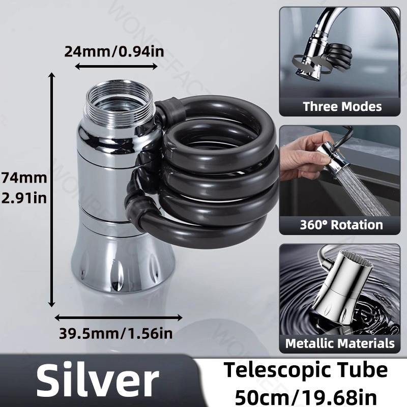 Kitchen Faucet Pull Out Extender Splash Proof Aerator Kitchen Faucet Extender Hot And Cold Faucet Splash Guard серебряный