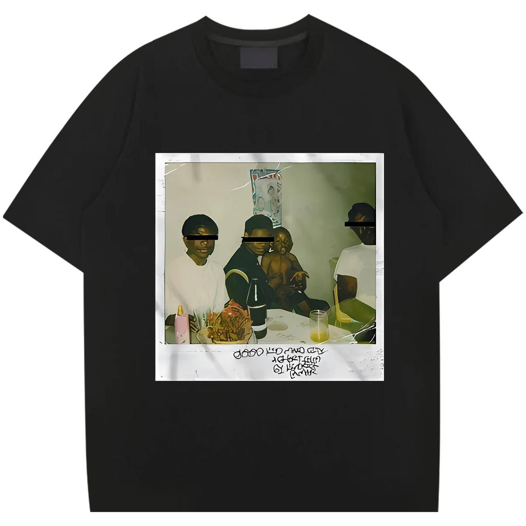 O-Neck Short Sleeve Loose Tee Family Retro For Men Tshirt Printed Rap Style Shirt Casual Style T-shirt Slight Stretch Tees