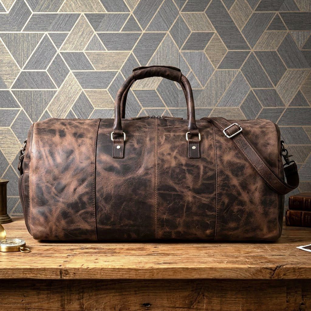 Mens&Womens Travel Bag, Full Grain Leather Duffel Bag, Personalisation Weekend Luggage Bag,Unique Christmas Gifts,Carry-on Bag