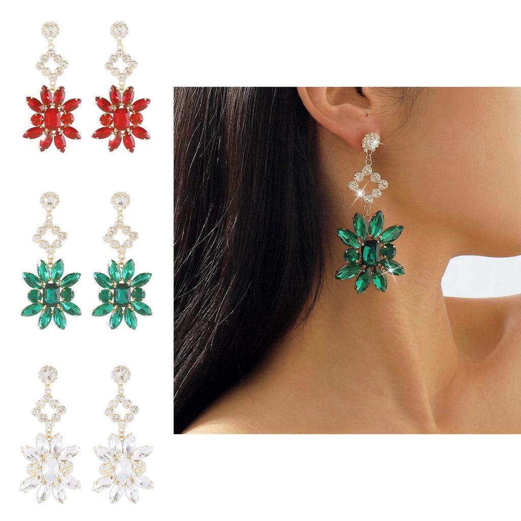 E11683 Floral Vintage Earrings Exaggerated Geometric Design Alloy With Rhinestones For Women