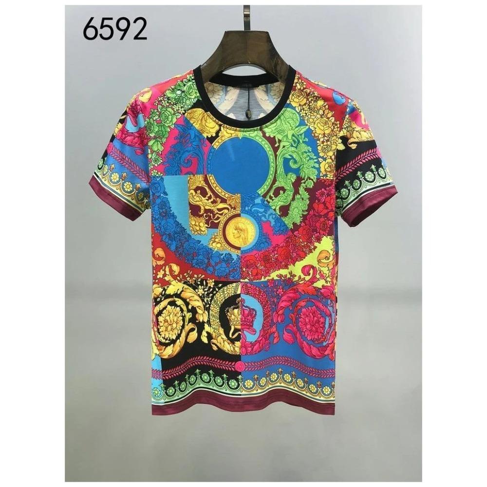 Men's and Women's Summer T-shirts 3D Printed Baroque Royal Luxury Small Floral Round Neck Short Sleeve Loose Oversized Nice Top