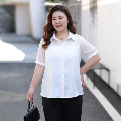 Women's Chiffon Patchwork Shirt A Fashionable and Stylish Short-sleeved Top for Spring and Summer